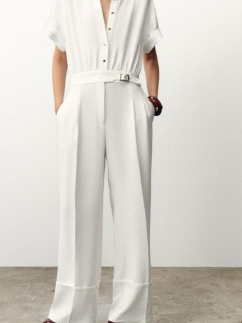 NWT ZARA LONG CREPE JUMPSUIT S 8215